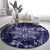 Vintage Tonga Tribal Ngatu Pattern Round Carpet With Pacific Floral Pink Art