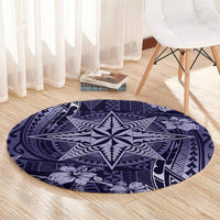 Vintage Tonga Tribal Ngatu Pattern Round Carpet With Pacific Floral Pink Art LT9 - Polynesian Pride