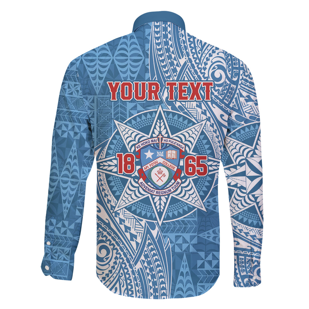 Personalised Tonga Apifo'ou College Family Matching Long Sleeve Bodycon Dress and Hawaiian Shirt Since 1865 Special Kupesi Pattern