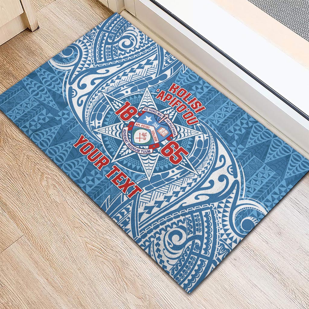 Personalised Tonga Apifo'ou College Rubber Doormat Since 1865 Special Kupesi Pattern