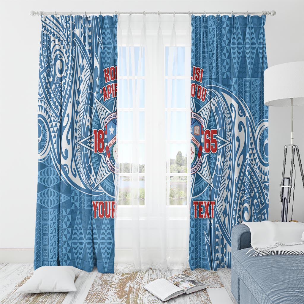 Personalised Tonga Apifo'ou College Window Curtain Since 1865 Special Kupesi Pattern