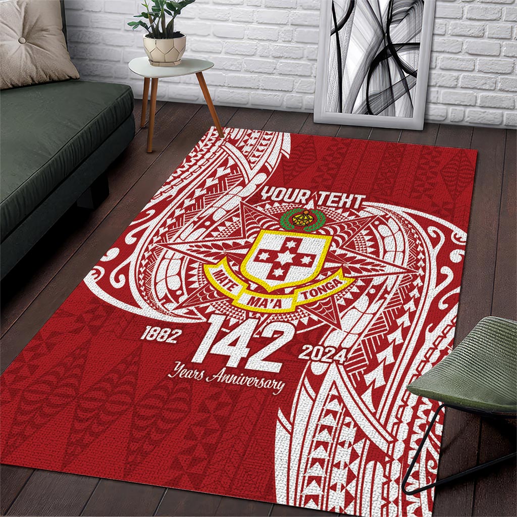 Personalised Kolisi Tonga Atele 142nd Anniversary Area Rug Special Kupesi Pattern LT9 White - Polynesian Pride