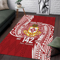 Personalised Kolisi Tonga Atele 142nd Anniversary Area Rug Special Kupesi Pattern LT9 White - Polynesian Pride