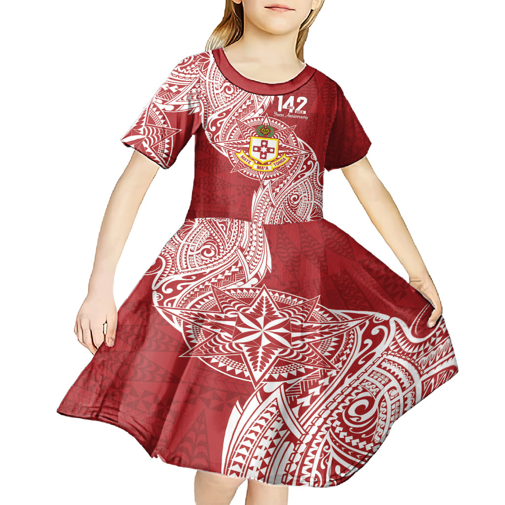 Personalised Kolisi Tonga Atele 142nd Anniversary Kid Short Sleeve Dress Special Kupesi Pattern