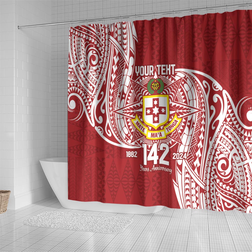 Personalised Kolisi Tonga Atele 142nd Anniversary Shower Curtain Special Kupesi Pattern LT9 - Polynesian Pride
