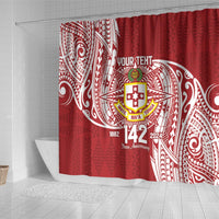 Personalised Kolisi Tonga Atele 142nd Anniversary Shower Curtain Special Kupesi Pattern LT9 - Polynesian Pride