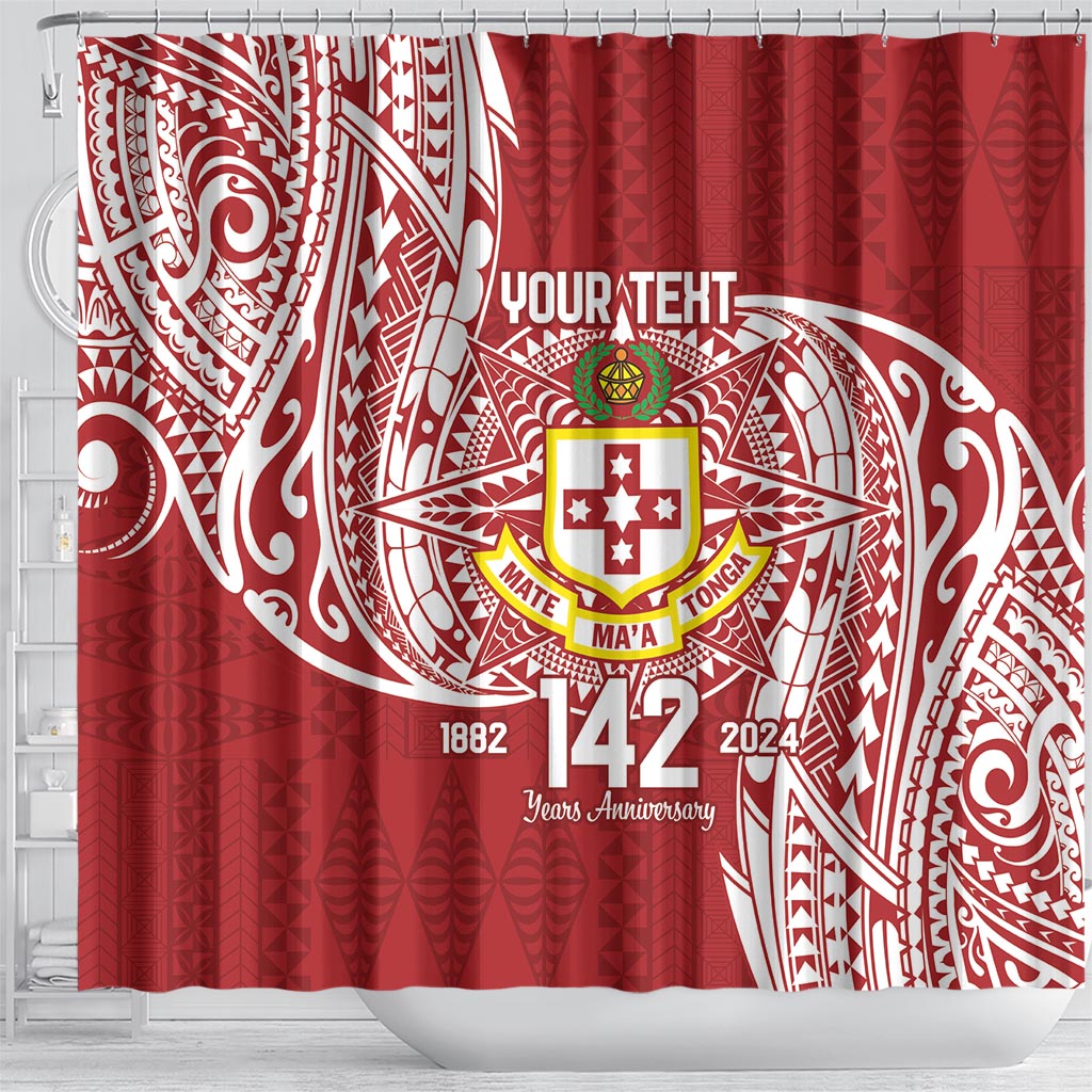 Personalised Kolisi Tonga Atele 142nd Anniversary Shower Curtain Special Kupesi Pattern LT9 - Polynesian Pride