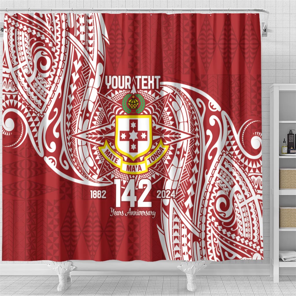 Personalised Kolisi Tonga Atele 142nd Anniversary Shower Curtain Special Kupesi Pattern LT9 - Polynesian Pride