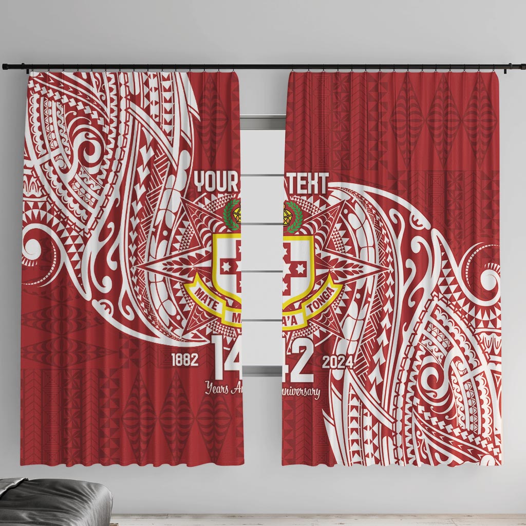 Personalised Kolisi Tonga Atele 142nd Anniversary Window Curtain Special Kupesi Pattern LT9 With Hooks White - Polynesian Pride