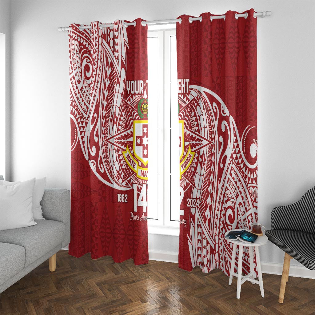 Personalised Kolisi Tonga Atele 142nd Anniversary Window Curtain Special Kupesi Pattern LT9 With Grommets White - Polynesian Pride