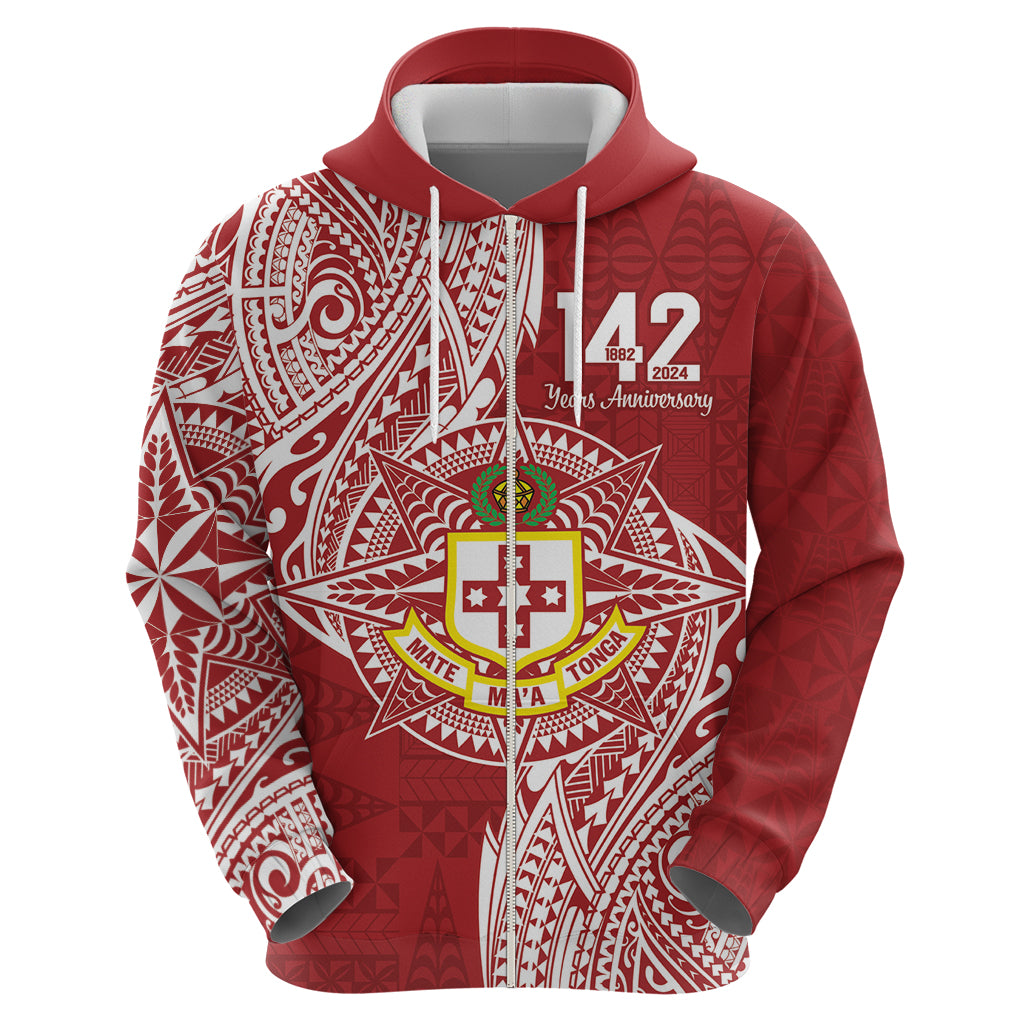 Personalised Kolisi Tonga Atele 142nd Anniversary Zip Hoodie Special Kupesi Pattern LT9 - Polynesian Pride