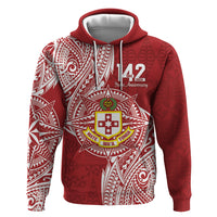 Personalised Kolisi Tonga Atele 142nd Anniversary Zip Hoodie Special Kupesi Pattern LT9 Pullover Hoodie White - Polynesian Pride