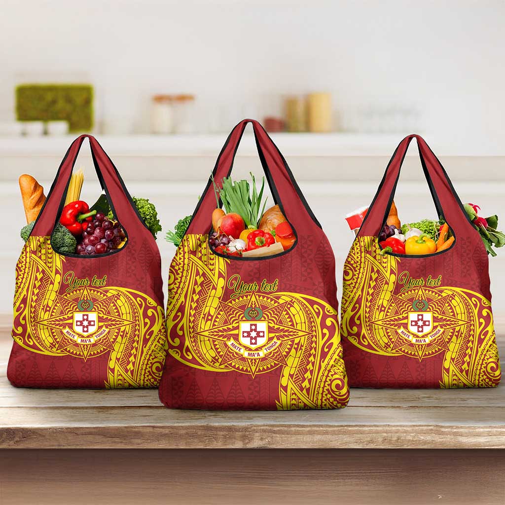 Personalised Kolisi Tonga Atele Grocery Bag Since 1882 Simple Ngatu Pattern