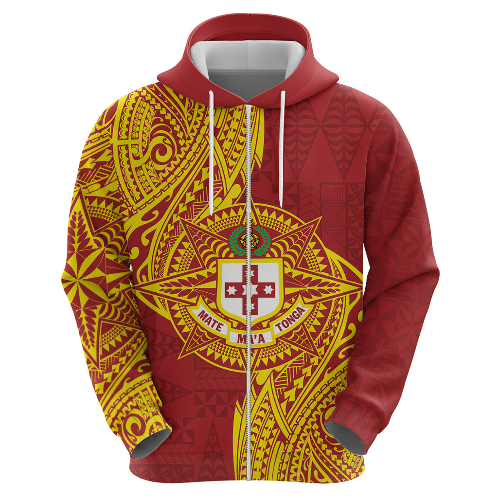 Personalised Kolisi Tonga Atele Zip Hoodie Since 1882 Simple Ngatu Pattern LT9 - Polynesian Pride