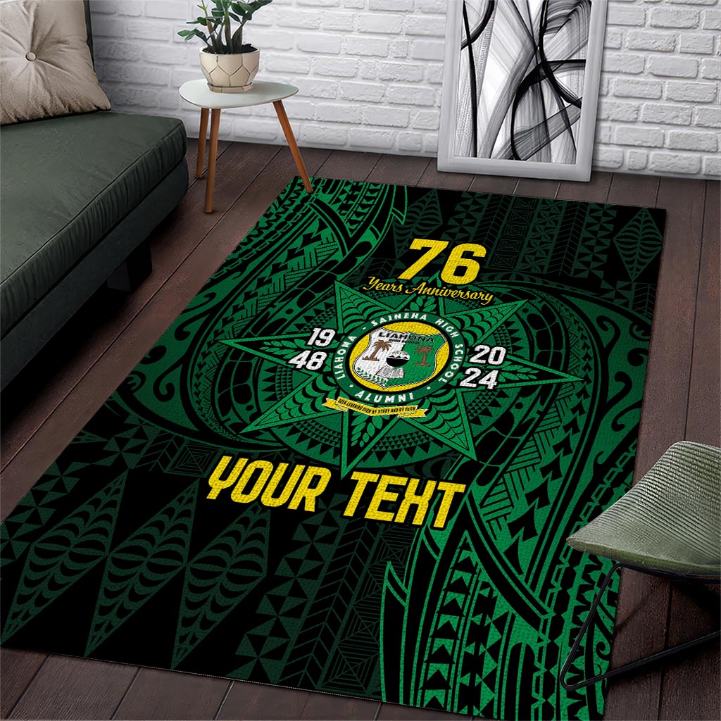Personalised Tonga Liahona High School 76th Anniversary Area Rug Special Kupesi Pattern LT9 Green - Polynesian Pride