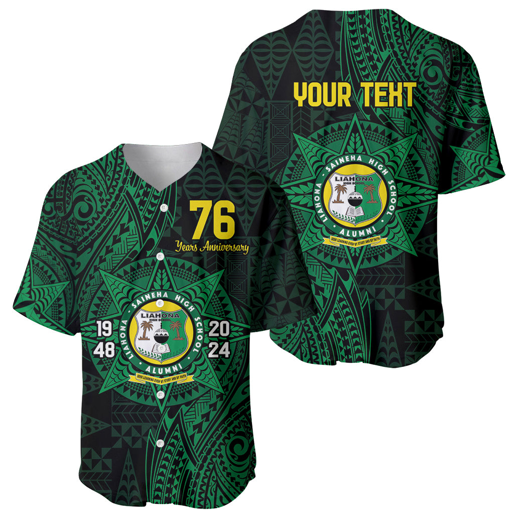 Personalised Tonga Liahona High School 76th Anniversary Baseball Jersey Special Kupesi Pattern