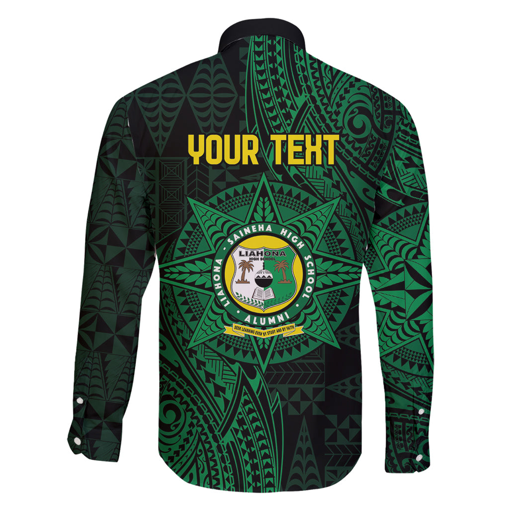 Personalised Tonga Liahona High School 76th Anniversary Family Matching Off Shoulder Maxi Dress and Hawaiian Shirt Special Kupesi Pattern