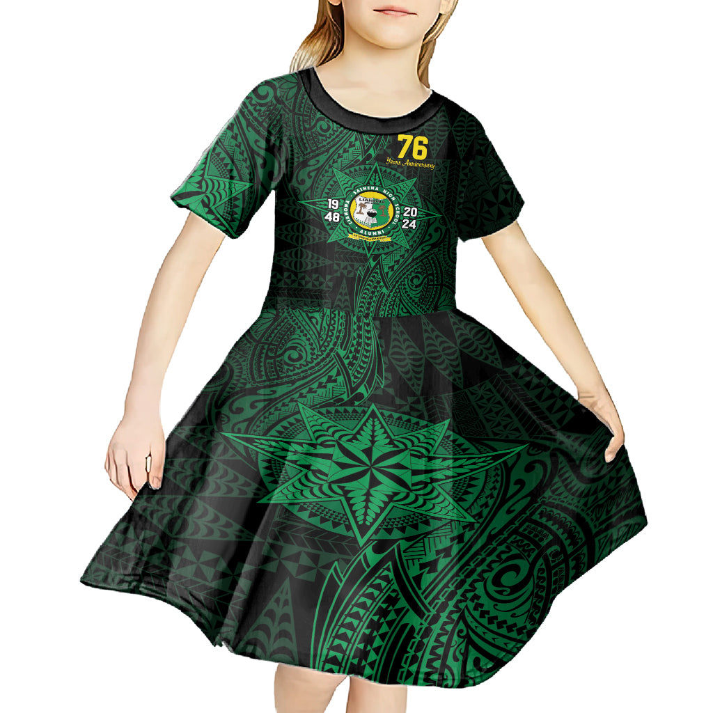 Personalised Tonga Liahona High School 76th Anniversary Kid Short Sleeve Dress Special Kupesi Pattern