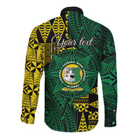 Personalised Tonga Liahona High School Long Sleeve Button Shirt Since 1948 Special Kupesi Pattern LT9 - Polynesian Pride
