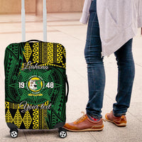 Personalised Tonga Liahona High School Luggage Cover Since 1948 Special Kupesi Pattern LT9 Green - Polynesian Pride