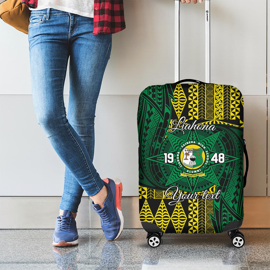 Personalised Tonga Liahona High School Luggage Cover Since 1948 Special Kupesi Pattern LT9 - Polynesian Pride