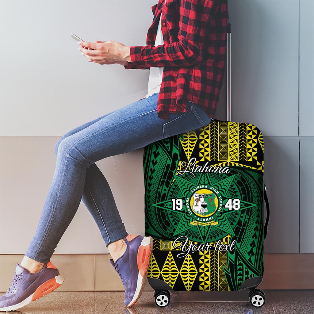 Personalised Tonga Liahona High School Luggage Cover Since 1948 Special Kupesi Pattern LT9 - Polynesian Pride