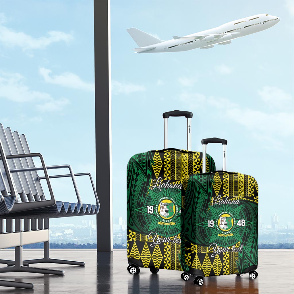 Personalised Tonga Liahona High School Luggage Cover Since 1948 Special Kupesi Pattern LT9 - Polynesian Pride