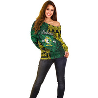Personalised Tonga Liahona High School Off Shoulder Sweater Since 1948 Special Kupesi Pattern