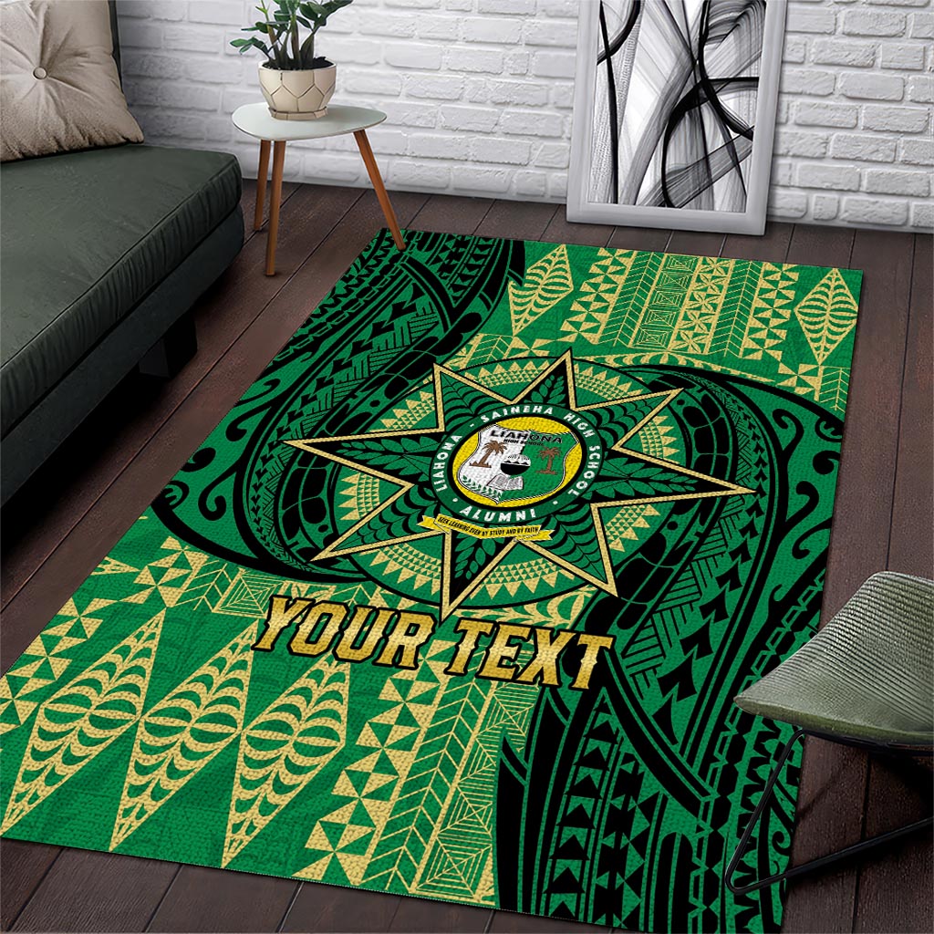 Personalised Tonga Saineha High School Area Rug Since 1978 Special Kupesi Pattern LT9 Green - Polynesian Pride