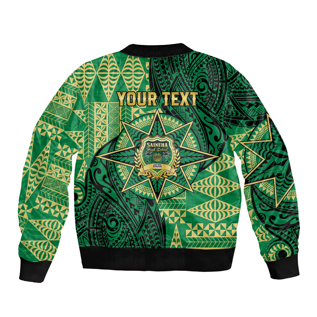 Tonga School Vava'u High School Sleeve Zip Bomber Jacket Tribal Pattern LT6