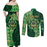 Personalised Tonga Saineha High School Couples Matching Off Shoulder Maxi Dress and Long Sleeve Button Shirt Since 1978 Special Kupesi Pattern LT9 - Polynesian Pride