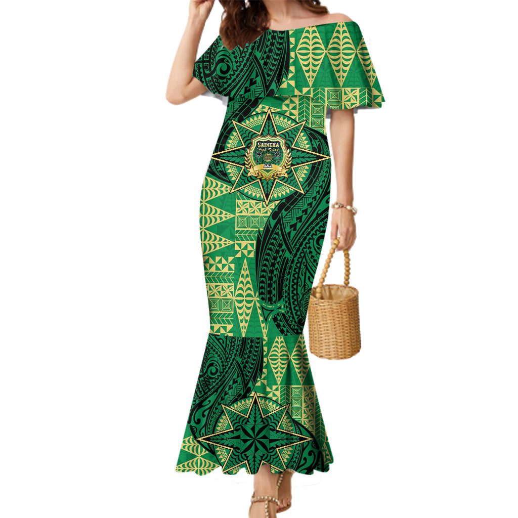 Personalised Tonga Saineha High School Family Matching Mermaid Dress and Hawaiian Shirt Since 1978 Special Kupesi Pattern