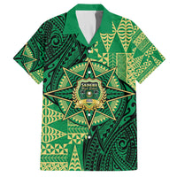 Personalised Tonga Saineha High School Family Matching Off The Shoulder Long Sleeve Dress and Hawaiian Shirt Since 1978 Special Kupesi Pattern LT9 Dad's Shirt - Short Sleeve Green - Polynesian Pride