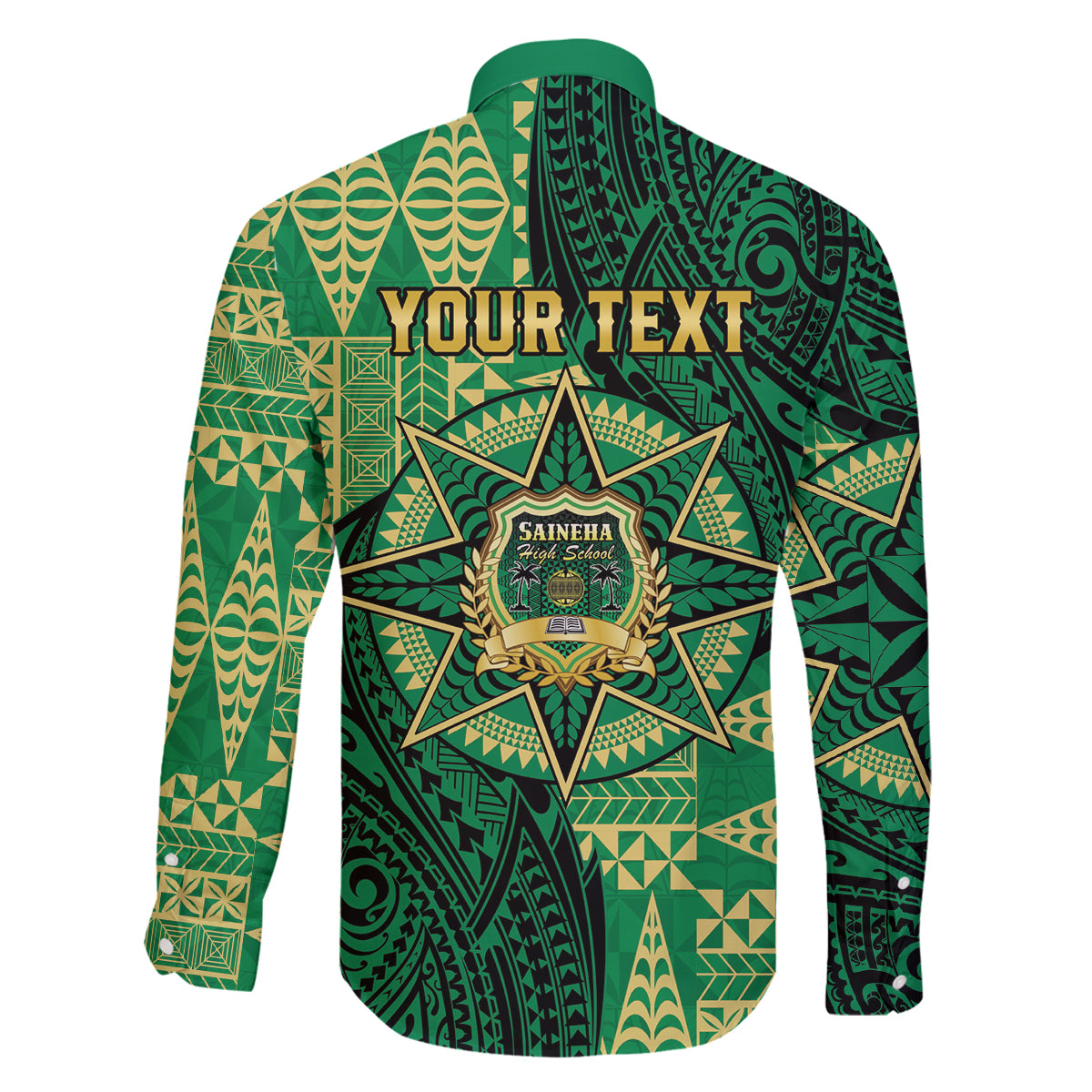 Personalised Tonga Saineha High School Family Matching Off The Shoulder Long Sleeve Dress and Hawaiian Shirt Since 1978 Special Kupesi Pattern LT9 - Polynesian Pride