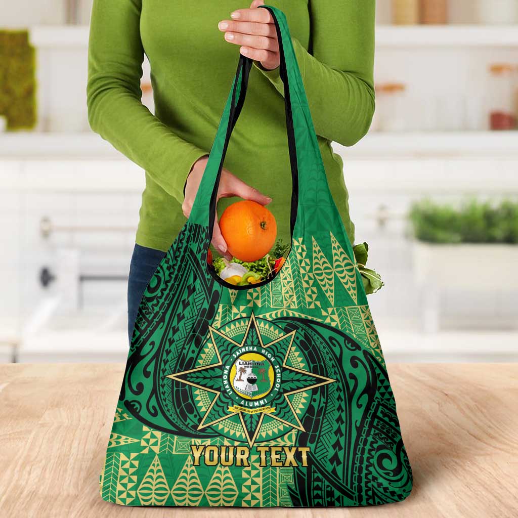 Personalised Tonga Saineha High School Grocery Bag Since 1978 Special Kupesi Pattern