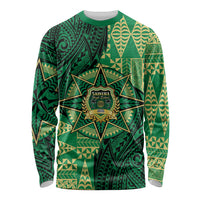 Personalised Tonga Saineha High School Long Sleeve Shirt Since 1978 Special Kupesi Pattern LT9 Unisex Green - Polynesian Pride