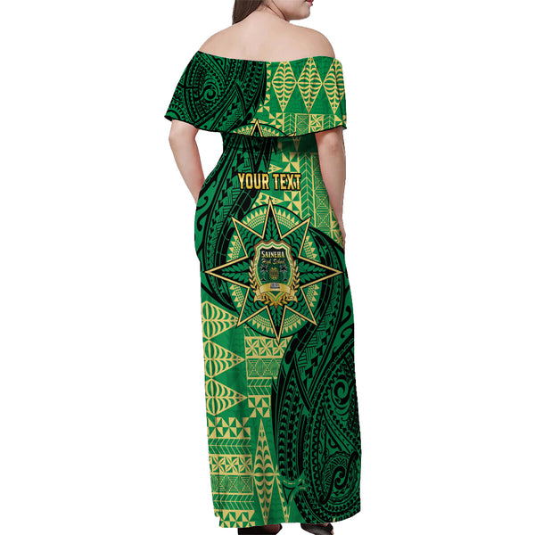Tonga Saineha High School Hibiscus Off Shoulder Long Dress SHS Old Girls LT7 main image 0