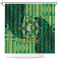 Personalised Tonga Saineha High School Shower Curtain Since 1978 Special Kupesi Pattern LT9 Green - Polynesian Pride