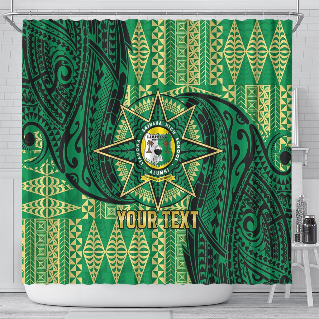 Personalised Tonga Saineha High School Shower Curtain Since 1978 Special Kupesi Pattern LT9 - Polynesian Pride