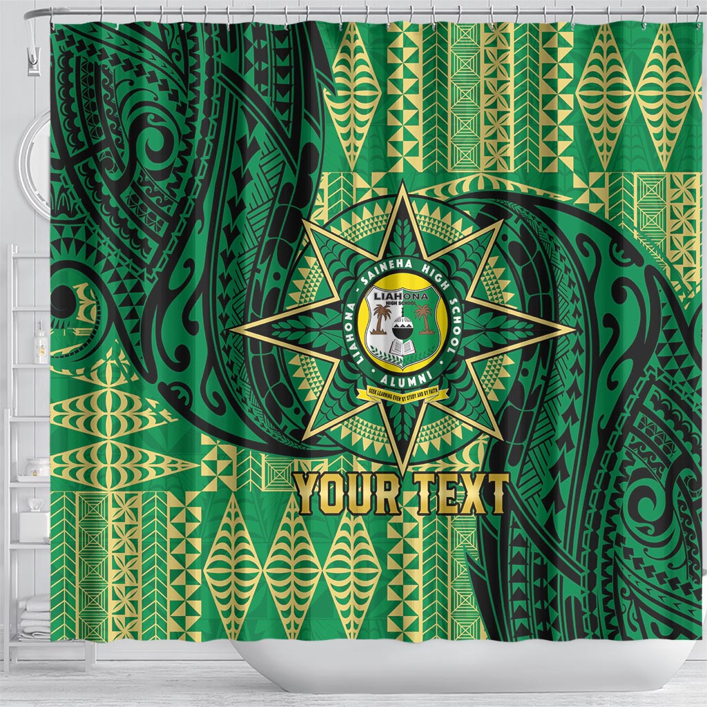 Personalised Tonga Saineha High School Shower Curtain Since 1978 Special Kupesi Pattern LT9 - Polynesian Pride