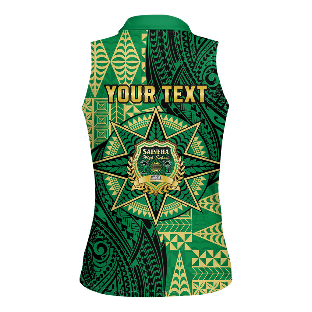 Personalised Tonga Saineha High School Women Sleeveless Polo Shirt Since 1978 Special Kupesi Pattern LT9 - Polynesian Pride