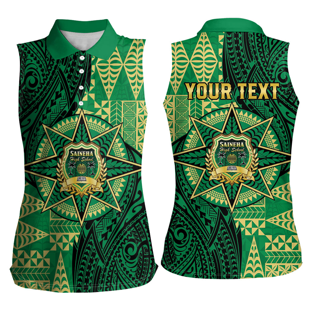 Personalised Tonga Saineha High School Women Sleeveless Polo Shirt Since 1978 Special Kupesi Pattern LT9 - Polynesian Pride