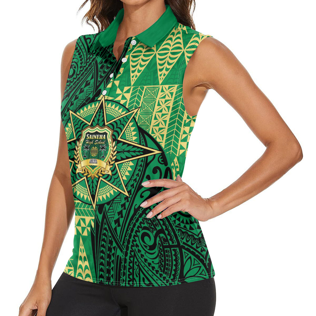 Personalised Tonga Saineha High School Women Sleeveless Polo Shirt Since 1978 Special Kupesi Pattern LT9 - Polynesian Pride