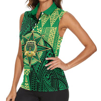 Personalised Tonga Saineha High School Women Sleeveless Polo Shirt Since 1978 Special Kupesi Pattern LT9 - Polynesian Pride
