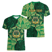 Personalised Tonga Saineha High School Women V-Neck T-Shirt Since 1978 Special Kupesi Pattern LT9 - Polynesian Pride