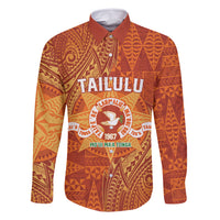 Personalised Tonga Tailulu College Family Matching Off Shoulder Maxi Dress and Hawaiian Shirt Since 1967 Special Kupesi Pattern Version 1 LT9 Dad's Shirt - Long Sleeve Gold - Polynesian Pride