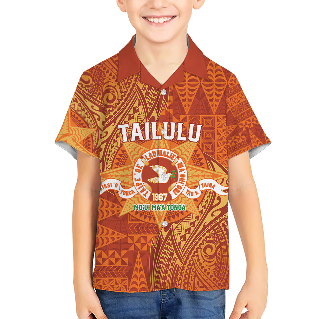 Personalised Tonga Tailulu College Family Matching Short Sleeve Bodycon Dress and Hawaiian Shirt Since 1967 Special Kupesi Pattern Version 1 LT9 Son's Shirt Gold - Polynesian Pride