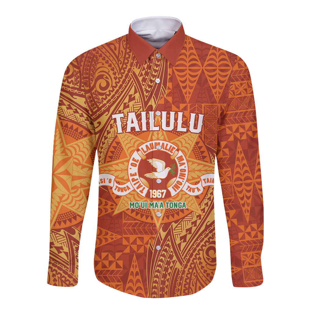 Personalised Tonga Tailulu College Long Sleeve Button Shirt Since 1967 Special Kupesi Pattern Version 1 LT9 Unisex Gold - Polynesian Pride