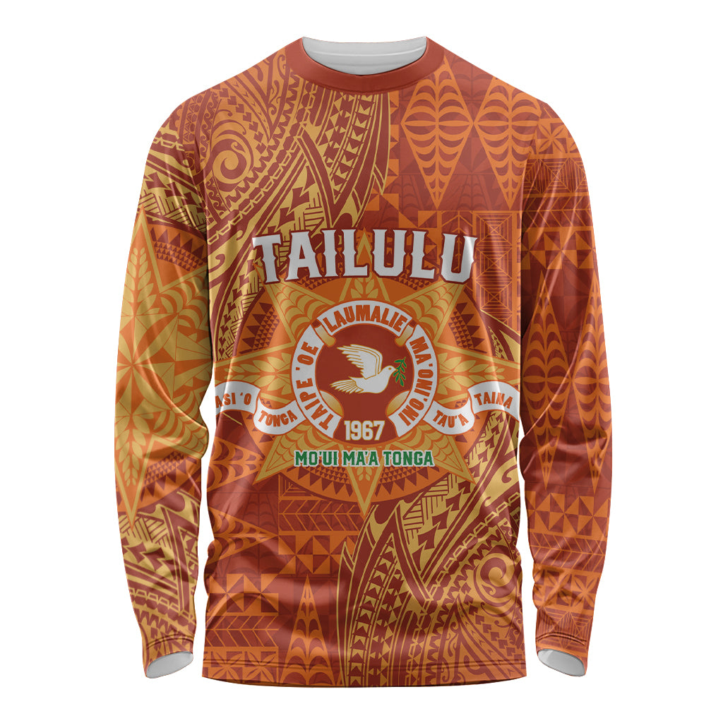 Personalised Tonga Tailulu College Long Sleeve Shirt Since 1967 Special Kupesi Pattern Version 1 LT9 Unisex Gold - Polynesian Pride