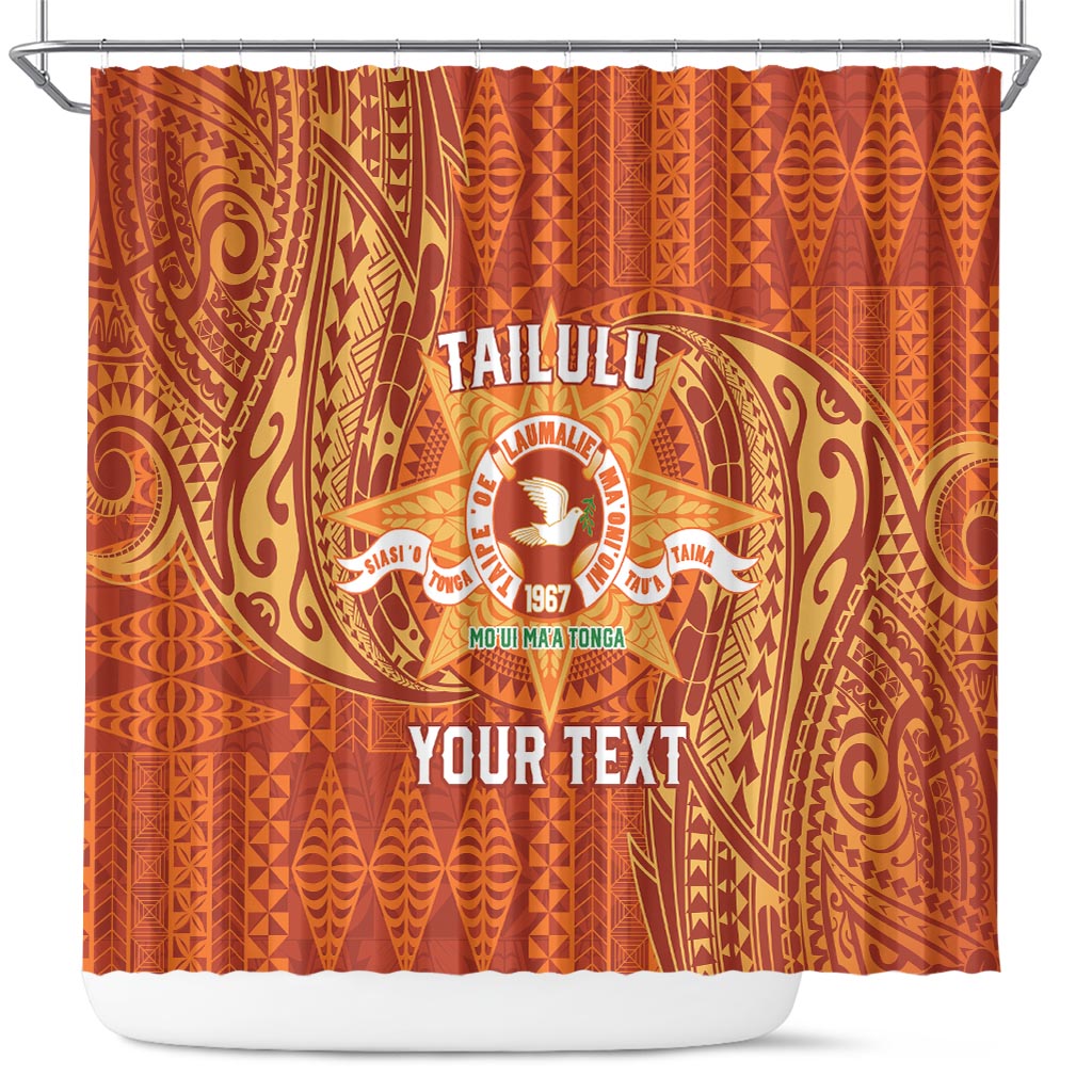 Personalised Tonga Tailulu College Shower Curtain Since 1967 Special Kupesi Pattern Version 1 LT9 Gold - Polynesian Pride